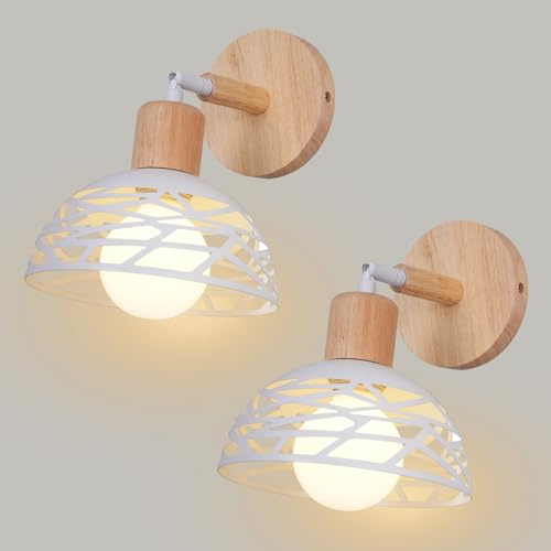 SXHZLY Aplique da Parete Interno Moderno, 2 Pezzi 18 cm E27 Lampade da Muro in Metallo Traforato, Applique Industrial per Camera da Letto, Corridoio, Soggiorno