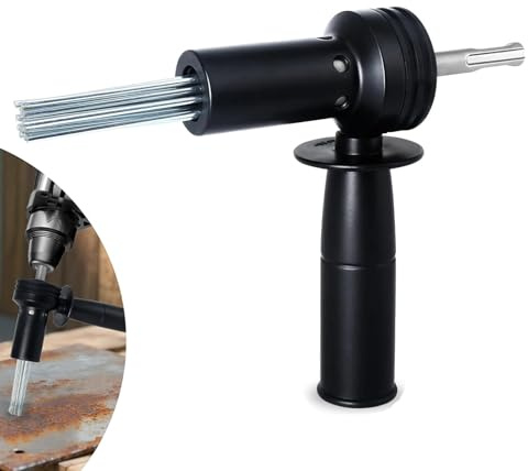 Electric Hammer Needle Scaler Adapter, SDS Shank Electric Needle Scaler Attachment，Used for rust removal of steel plates and surface treatment of concrete，18 Needle Hardened Steel (Black)