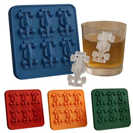 Rennwagen-Silikonform, 6 Hohlräume Eiswürfelform für Auto, 3D-Eiswürfelform Formula Rennwagen-Eisform, Automobil-Silikonformen, für Schokolade, Gelee, Wackelpudding, Polymer Clay (Blue)