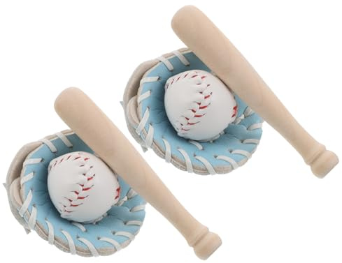 BESPORTBLE 2 Ensembles Mini Baseball Set Kits Batte et Balle pour Décoration Dollhouse Jeux Familiaux et Activités Créatives