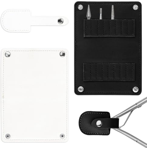Diakey 4-pack nagelborrhållare väska och nagelbandstrimmerhylsa, 16 spår, nagelborrkronor, organiseringsfodral och nagelbandsklippare, förvaring, skydd, manikyr, också, Svart+vitt