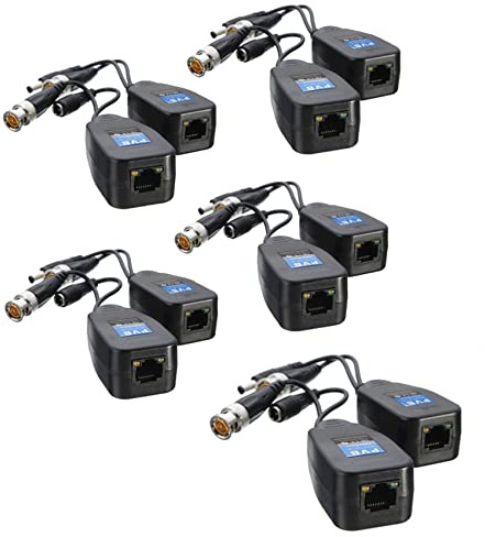 Correa 5 Paar CCTV Koax BNC Video Power Balun Transceiver zu CAT5E 6 RJ45 Stecker Koaxial/Analog HD Verdrehte Koppeln Absender