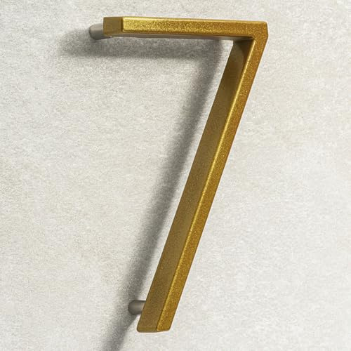 House Signs Direct Floating 3D Metal House Number, 5 Inch, Gold, Number 7 | Weatherproof 5-inch floating door number with waterproof finish and easy-install spacers, zinc alloy finish.