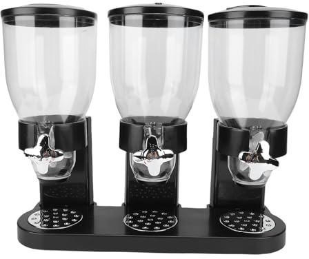 Annadue Distributeur de Nourriture Triple, Distributeur de Nourriture Sèche, Récipient de Stockage de Céréales sur Comptoir pour Collation de Bonbons aux Céréales, Cuisine Domestique (BLACK)