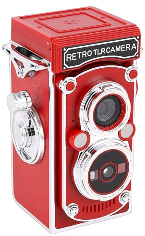 Fockety Mini Appareil Photo Numérique Vintage, Compact et Portable, Style TLR Rétro, Vidéo FHD 1080p et Photos 64 MP, Mise au Point Automatique, Caméra Vlog pour Débutants, Adultes (Rouge)
