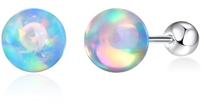 Kerraom G23 Titan Ohrringe Opal Damen – Medizinische Hypoallergene Ohrstecker Nickelfrei, Titanium Helix Tragus Piercing mit Schraubverschluss, Mädchen Geschenk