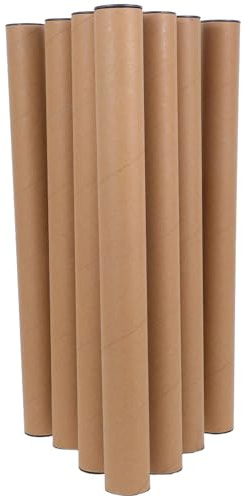 DINHEAROM Tubo de Envío Redondo para Carteles y Documentos en Cartón Kraft, Set de 10 Tubos de 40 X 4 CM Cierre y Almacenamiento para Uso en Galerías y Oficinas