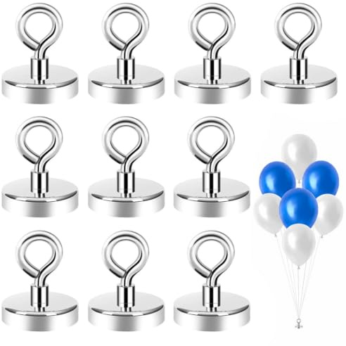LAKPYN 10 Piezas Helio para Globos, Soporte Globos, Pesas de Helio, Pesas magnéticas, Reutilizables para Fiestas, Bodas, cumpleaños, Navidad, Halloween (Plateadas)