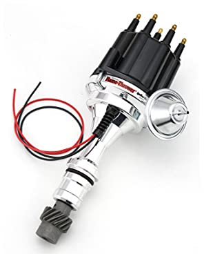 Pertronix D7110710 Flame-Thrower Vacuum Advance Black Male Cap Billet Electronic Distributor with Ignitor III Technology for Oldsmobile V8