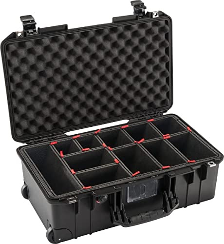 PELI 1535 Air lätt skyddsfodral med hjul med kamerautrustning, vatten- och dammsäker, 27 l volym, med TrekPak indelningssystem (anpassningsbar), färg: svart ..