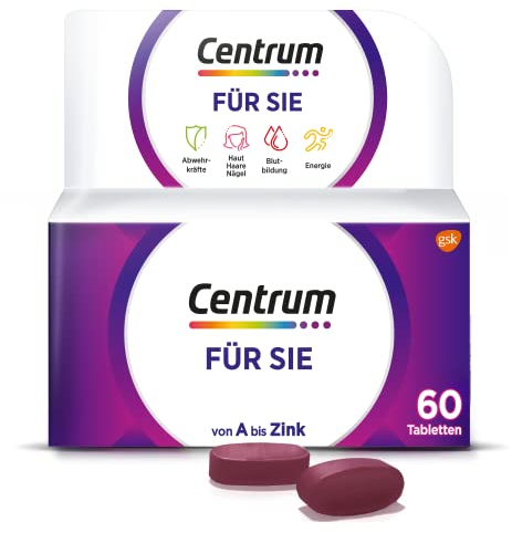 Multivitamin - Centrum Für Sie, 60 St. - Hochwertiges Nahrungsergänzungsmittel mit Mikronährstoffen speziell für Frauen - Vitamine, Mineralstoffe und Spurenelemente zur täglichen Komplettversorgung