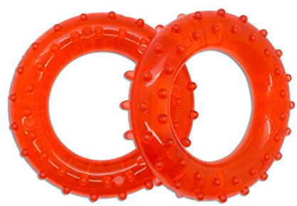 AFH Webshop 2er Set Massage Hand Grip | Handtrainer | Gummiring | Dauertrainer | Mit Noppen | 4 Farben | 4 Widerstände (rot | Stärke: stark)