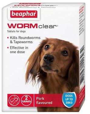SIPW Vet Strength WORMclear Dog Puppy Worming Wormer Tablets kills Roundworm Tapeworm (2 Tablets)
