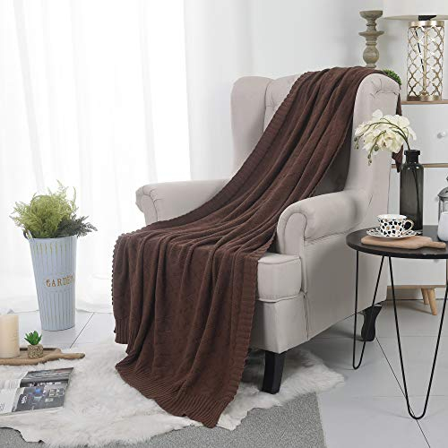 Weiche Überwurfdecke, Bett-Strickdecke für Couch, Stühle, Heimdekoration, 129,5 x 177,8 cm (braun)