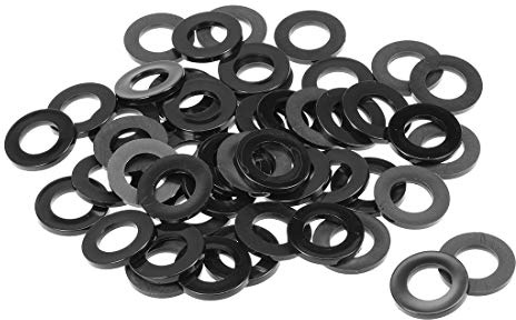 sourcing map 50Stk, Nylon Flache Unterlegscheiben M16 für 16 mm ID Schraubenbolzen 30 mm AD 3 mm Dick Distanzhülsen Dichtungsringe Beilagscheiben für Wasserhahn Rohr Wasserschlauch Schwarz
