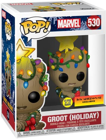 Funko POP! Marvel Holiday Groot with Lights (Glow in The Dark), Exclusive, Multicolor, 3.75 inches