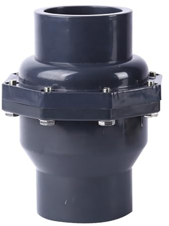Swing Check Valve Non-Return Check Valve PVC Double Union Solvent Weld Pipe Fittings for Metric Pressure Pipe (DN32 Φ40mm)