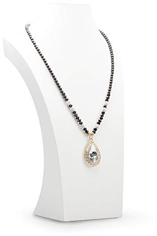 Oirlv White Leather Jewelry Bust Necklace Display Stand Trade Show Jewelry Holder (H:15.28)