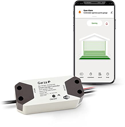Garza Smart Smart Garage Door Opener Controller, WiFi 2.4Ghz, Programmable, Alexa/Google Voice and App Control, White