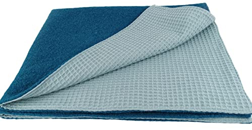 Babydecke Piqué Schurwolle 70x85 cm (blau-petrol, hellblau)