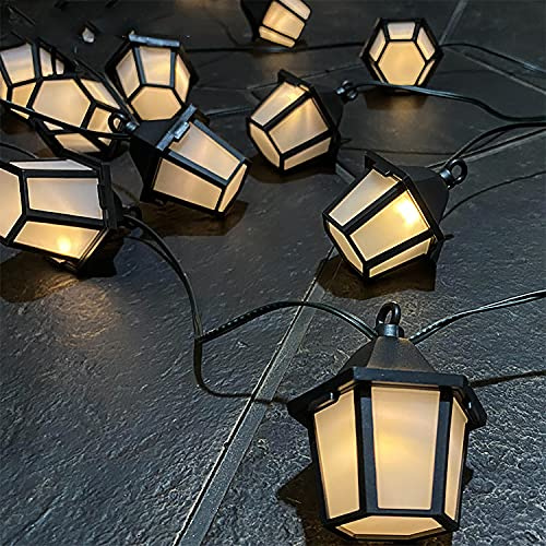 Guirlande lumineuse solaire d'extérieur SUAVER étanche - 10 ampoules LED - Lanternes solaires - Lampes décoratives de jardin - Guirlande lumineuse vintage pour café (lanterne de palais)