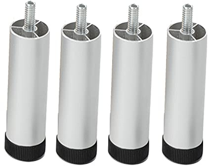 4 Pezzi Gambe per Mobili in Alluminio,Bullone M8 Piedini per Mobili Piedini per Tavolo Piedi per Divano,Altezza Regolabile ± 4mm,per Cucina Armadio Letto Gambe di Supporto (8cm,Silver)