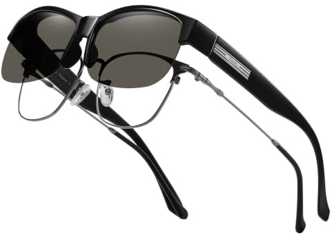 DUCO Herren und Damen Sonnenbrillen Polarisiert Unisex Brille Überbrille für Brillenträger Fit over Polbrille 8960 (Schwarz Rahmen, Grau Linse)