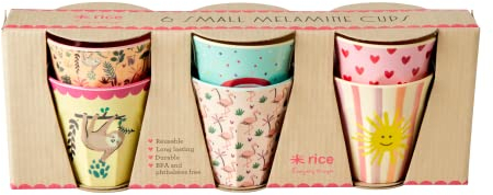 Rice - 6 Pcs Small Melamine Kids Cups - Multi Funky Print