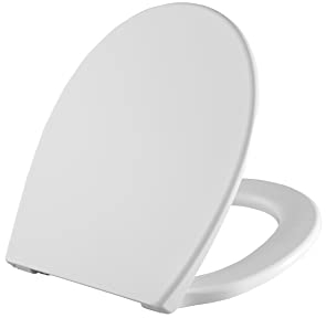 Pressalit WC Sitz Deckel Klodeckel | mit Absenkautomatik | weiss | Universal Standard Klobrille | Belastbarkeit - Sitzring 240 kg | Made in Denmark | Befestigung von unten | Edelstahlscharnier