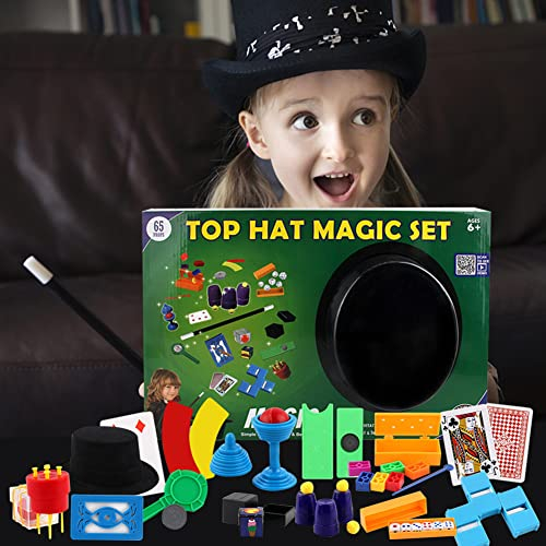URFEDA Kinder Zauberkasten,Zaubershow für Kinder - Anfänger Kinder Zaubertricks Zauberer Zubehör Set mit Zauberstab, Zylinder, Vieles mehr, Magie Requisiten Geburtstag Magier für Kinder ab 6 Jahren