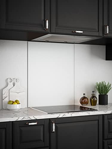 Generic Toughened Glass Kitchen Splashback, Ice White 600mm x 750mm | Handmade in the UK with peel-and-stick backing for rapid installation behind cookers, backed by a 5-year guarantee.