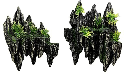 RA AquaTech Underwater Sand Waterfall Aquarium Mountain View Decoration Large Ornament Landscape (2 in 1 Mountain View)