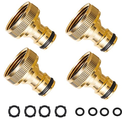 iBamso 3/4 di Pollice Filettatura Femmina in Ottone connettore rapido, connettori rapidi del Tubo da Giardino Rubinetto per i connettori di Tubi da Giardino e Pistole a spruzzo da Giardino (4 Pack)