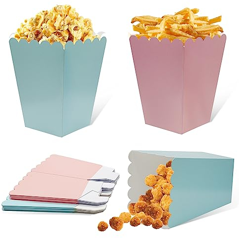 FINEASY 22 Stück Popcorntüten Klein Box Candy Container Partytüten für Salzstangen und Candybar Party Filmabend Geburtstagsfeier Snacks Behälter (Blau)