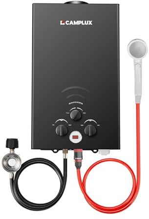 CAMPLUX Tankless Water Heater - 2.64GPM Portable Propane Heater for Off Grid, Camping, Outdoor Shower - 68,000 BTU - BW264B - Black