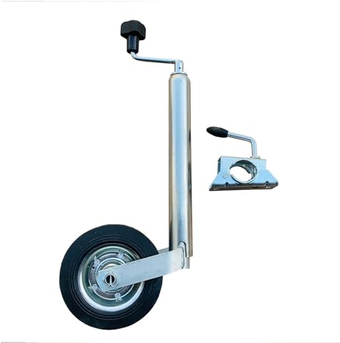 QICBYING Anhänger Stützrad Halterung - Automatikstützrad Anhängerstützrad, Stützrad Für Anhänger Mit Stahlfelge Und Feststellbügel, Maximale Belastung: 150 Kg Für Außenrohr Mit 48 Mm Durchmesser