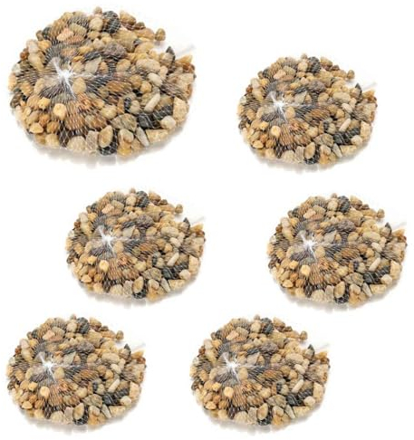 A2ZWORLD 6 Buste di Sassi per Decorazione in Plastica, Ciottoli Decorativi per Vasi Giardino, Pittura Acquari, Casa, 6x500g (Tipo 3)