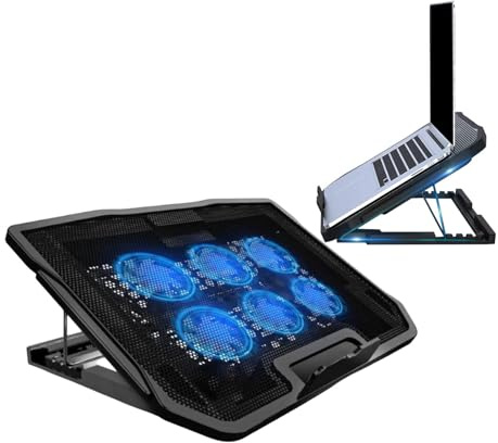 Uozonit Almohadilla de refrigeración para laptop, soporte para laptop, 6 ventiladores, ventilador de refrigeración de computadora, soporte para computadora portátil, soporte estable para computadora