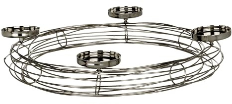 EGLO LIVING Adventskranz Hagony, Kerzenhalter Gestell für 4 Adventskerzen | Advent Kerzenständer für Stumpenkerzen, Tischdeko Weihnachten aus Metall in Silber, ⌀ 46 cm