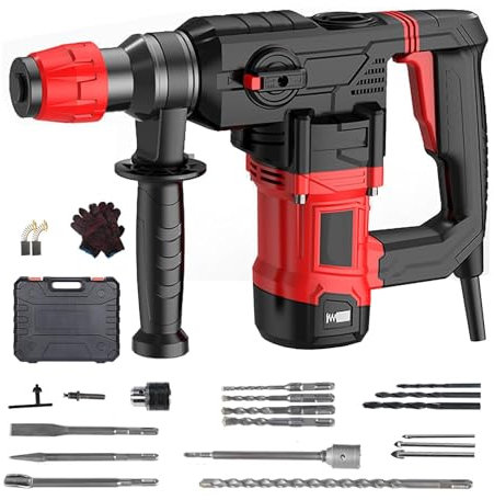 XNZJHPP Taladro de Martillo perforador de 1200 W con Embrague Seguro, Mango Giratorio, demolición de Taladro de Martillo Giratorio, con función de cincelado de perforación de Martillo