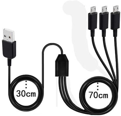 LIWEARE 3-in-1 Micro USB Splitter Ladekabel - USB 2.0 Typ A auf 3 Stecker Adapterkabel (3.3ft, Schwarz)