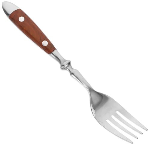 iplusmile Tenedores de Postre y Té de Acero Inoxidable 430 Mango de Madera, Tenedores para Frutas y Aperitivos, Aptos para Cafeterías y Uso Diario, Pack Individual Ergonómico