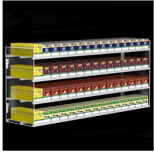 ZBJDX Zigarettenständer Aus Verstärktem Acryl, Kommerzieller Automatischer Verkaufsvitrine, Automatischer Zigarettenschieber, Zigaretten Organizer, Für Marktläden,4 Layers,15 Columns