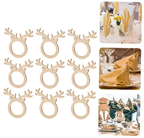 Holz Serviettenringe Geweih Elegant für Tischdeko Weihnachten | Khaki, Glatte Kanten ohne Splitter, für Festliche Tafeln und Bankette, 30 Stück