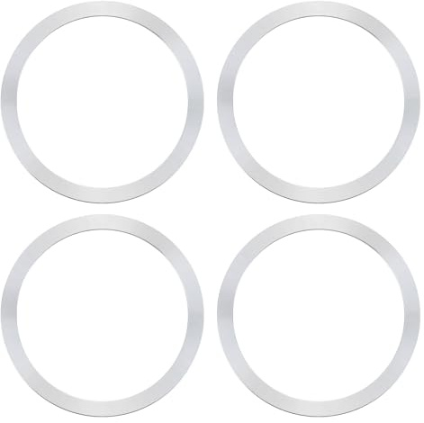 sourcing map Universal Metal Ring Sticker Wireless Magnetic Charger Magnet Ring Stickers 55x0.9mm(ODxT) for Phone Case for All Cellphones, 4 Pack, Sequin Silver