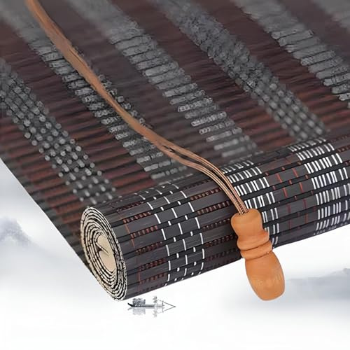 Eiauiuo Bamboo Roller Blinds, Adjustable Roman Blinds For Windows, Indoor/Outdoor Decorative Blackout Blinds, Side Pull Blinds For Doors, Sun & Privacy Protection For Gardens, Kitchens, Terraces(120x1