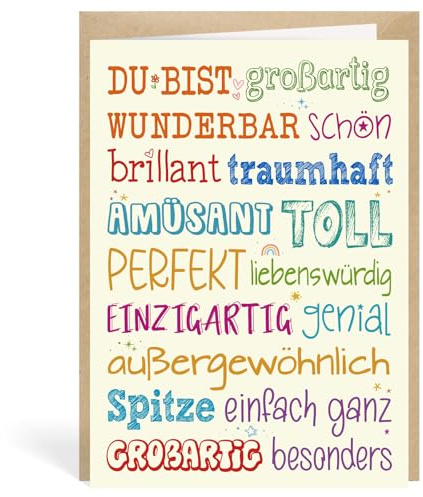MEJOSER Motivationskarte Du bist Toll Geschenk Karte mit Sprüchen Weihnachtskarte Mutmacher Gute Besserung Geschenk Weihnachten Geburtstag Geburtstagskarte Freundin Frauen Kollegen Tochter Sohn