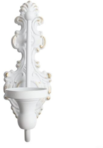 YJDOORPLAY Bougeoir mural vintage en fonte pour salon, cuisine, chambre à coucher (blanc)