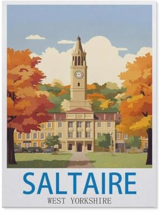 Jigsaw Puzzle 1000 Pieces for Adults，Saltaire West Yorkshire Vintage Travel Poster，Kids Teens Large Families Puzzle Game（75x50cm）-DB74
