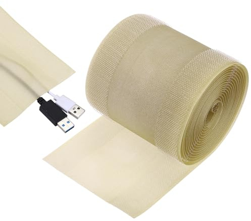 sourcing map Carpet Cord Cover, 10ft Floor Cover Cord Strip Wire Protector Cable Management for Office Home, Khaki